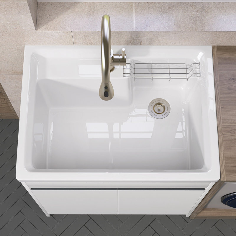 ZEAFIVE 36'' L X 30'' W Kitchen Sink Laundry Soild Surface Sink